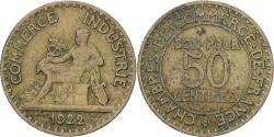 World Coins - France, 50 Centimes, Chambre de commerce, 1922, Paris, Aluminum-Bronze