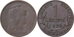 World Coins - France, 1 Centime, Daniel-Dupuis, 1920, Paris, Bronze,