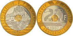 World Coins - Coin, France, Mont Saint Michel, 20 Francs, 1997, Paris,