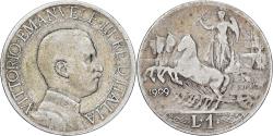 World Coins - Italy, Vittorio Emanuele III, Lira, 1909, Rome, Silver, , KM:45