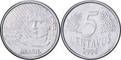 World Coins - Brazil, 5 Centavos, 1994, Stainless Steel, , KM:632