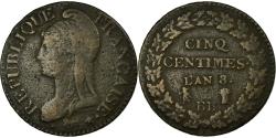 World Coins - Coin, France, Dupré, 5 Centimes, AN 8, Strasbourg, , Bronze, KM:640.4