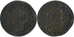 World Coins - France, Louis XIII, Double Tournois, 1643, Bordeaux, Copper, , CGKL:516