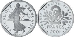 World Coins - France, Semeuse, 2 Francs, 2001, Paris, Série BE, , Nickel, KM:942.2