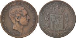 World Coins - Coin, Spain, Alfonso XII, 10 Centimos, 1877, Madrid, , Bronze, KM:675
