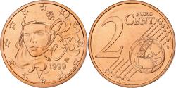 World Coins - France, 2 Euro Cent, BU, 1999, Monnaie de Paris, Copper Plated Steel,