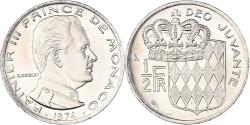 World Coins - Coin, Monaco, Rainier III, 1/2 Franc, 1974, , Nickel, KM:145, Gadoury:MC