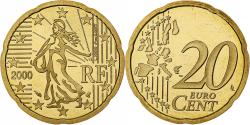 World Coins - France, 20 Euro Cent, Proof, 2000, Monnaie de Paris, Nordic gold,