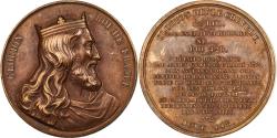 World Coins - France, Medal, Les Rois de France, Clodion, 1840, Bronze, Caqué,