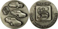 World Coins - France, Medal, Usine Renault Sandouville, Normandie, 1989, , Silvered