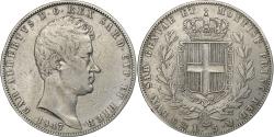 World Coins - ITALIAN STATES, SARDINIA, Carlo Alberto, 5 Lire, 1847, Genoa, Silver,