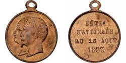 World Coins - France, Medal, Napoléon III, Fête Nationale, 1853, Copper,