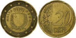 World Coins - Malta, 20 Euro Cent, 2008, Paris, MS(60-62), Brass, KM:129