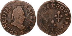 World Coins - France, Henri III, Double Tournois, 1588, Rouen, Copper,