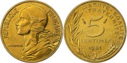 World Coins - France, 5 Centimes, Marianne, 1981, MDP, FDC, Aluminum-Bronze,