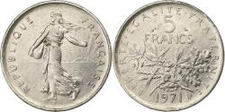 World Coins - France, 5 Francs, Semeuse, 1971, Paris, Nickel Clad Copper-Nickel,