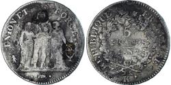 World Coins - Coin, France, Union et Force, 5 Francs, AN 7, Bordeaux, , Silver