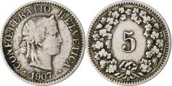 World Coins - Switzerland, 5 Rappen, Libertas, 1907, Bern, Copper-nickel, , KM:26