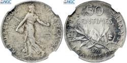 World Coins - France, 50 Centimes, Semeuse, 1897, Paris, Flan mat, Silver, NGC,