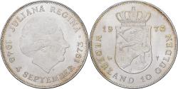 World Coins - Netherlands, Juliana, 10 Gulden, 1973, Utrecht, Silver, , KM:196
