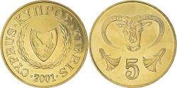 World Coins - Coin, Cyprus, 5 Cents, 2001, , Nickel-brass, KM:55.3