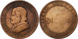 World Coins - ITALIAN STATES, PAPAL STATES, Pius IX, Soldo, 5 Centesimi, 1867, Rome, Copper
