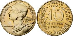 World Coins - France, 10 Centimes, Marianne, 2000, Paris, Aluminum-Bronze,