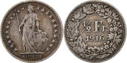 World Coins - Switzerland, 1/2 Franc, 1916, Bern, Silver, , KM:23
