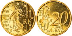 World Coins - France, 20 Euro Cent, 2001, Paris, Proof, , Brass, KM:1286