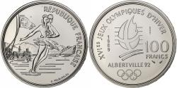 World Coins - France, 100 Francs, 1992 Olympics, Albertville, Figure skating, 1989, MDP