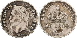 World Coins - France, Napoleon III, 20 Centimes, 1866, Paris, Silver, , Gadoury:308