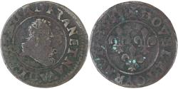 World Coins - France, Louis XIII, Double Tournois, Lyon, , Copper, Gadoury:9a