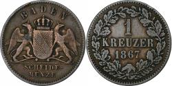 World Coins - Grand Duchy of Baden, Friedrich I, Kreuzer, 1867, Copper,