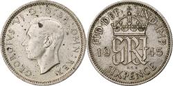 World Coins - Great Britain, George VI, 6 Pence, 1945, , Silver, KM:852