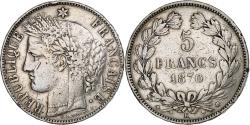 World Coins - France, 5 Francs, Cérès, 1870, Bordeaux, Silver, , KM:818.1