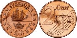 World Coins - Sweden, Carl XVI Gustaf, 2 Centimes, Fantasy Trial Euro, 2003, Copper,