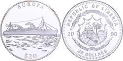 World Coins - Liberia, 20 Dollars, History of Navigation, 2000, Europa, Silver, , KM:655
