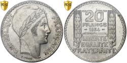 World Coins - France, 20 Francs, Turin, 1934, Paris, Silver, PCGS, MS(63), Le Franc:F.400