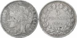 World Coins - France, 5 Francs, 1870, Bordeaux, Différent Ancre, Silver,