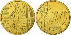 World Coins - France, 10 Euro Cent, BU, 2002, Monnaie de Paris, Nordic gold,