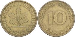 World Coins - Federal Republic of Germany, 10 Pfennig, 1982, Stuttgart, Brass Clad Steel