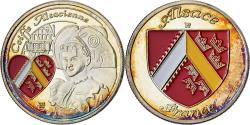 World Coins - France, Medal, Alsace - Coiffe alsacienne, Gilt steel, Colourized,