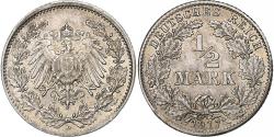World Coins - GERMANY - EMPIRE, 1/2 Mark, 1905, Munich, Silver, , KM:17