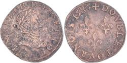 World Coins - Coin, France, Henri III, Double Tournois, 1586, Poitiers, , Copper