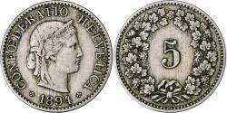World Coins - Switzerland, 5 Rappen, Libertas, 1894, Bern, Copper-nickel, , KM:26