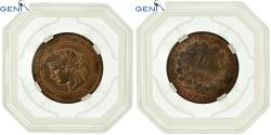 World Coins - Coin, France, Cérès, 10 Centimes, 1876, Paris, GENI, MS63RB, Bronze, graded