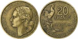World Coins - France, 20 Francs, Guiraud, 1951, Beaumont - Le Roger, Cupro-Aluminium