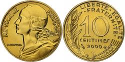 World Coins - France, 10 Centimes, Marianne, 2000, MDP, BU, Aluminum-Bronze,