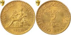 World Coins - Coin, France, Chambre de commerce, 2 Francs, 1923, Paris, PCGS, MS64,