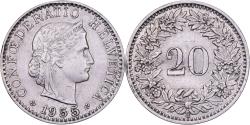 World Coins - Switzerland, 20 Rappen, 1955, Bern, Copper-nickel, , KM:29a